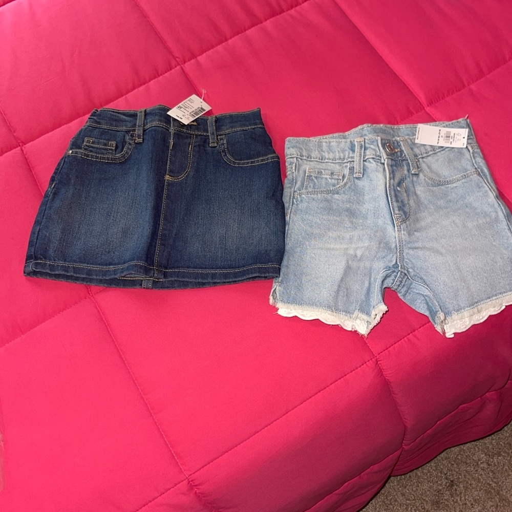 Toddler girl denim skirt and shorts